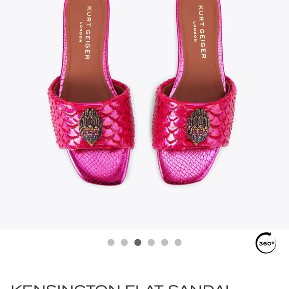 Kurt Geiger Fuchsia Slide Sandals with Gold Accent - Picture 4 of 10